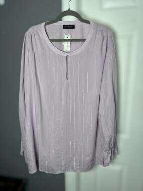 Lane Bryant Light Purple Metallic Silver Stripe Blouse 26